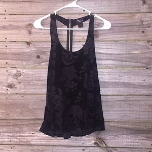 Zipper Razor back Velvet Skull Tank